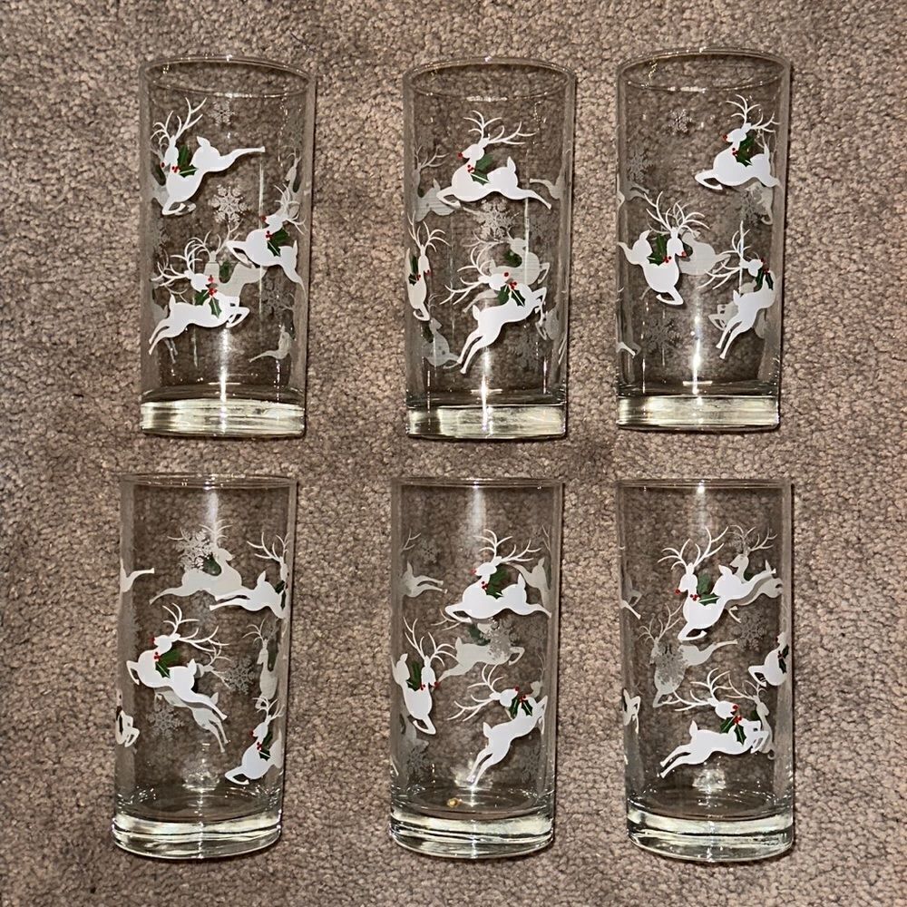 Reindeer Tall Glasses Set of Six!